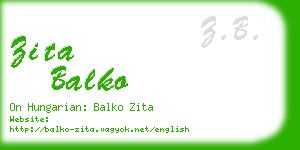 zita balko business card